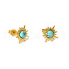 French Vintage Stainless Steel Natural Malachite Stud Earrings RY7111-2-1