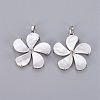 Natural White Shell Mother of Pearl Shell Pendants SSHEL-L008-64B-2