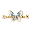 Butterfly Brass Micro Pave Clear Cubic Zirconia Fold Over Clasps KK-U059-44G-1