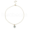 Maple Leaf Light Gold Brass Micro Pave Cubic Zirconia Pendant Necklaces NJEW-E105-14KCG-02-2