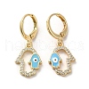 Hamsa Hand with Evil Eye Real 18K Gold Plated Brass Dangle Leverback Earrings EJEW-Q797-22G-02-1