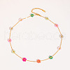 Flower Stainless Steel Glass Beaded Bracelets & Necklaces Sets for Women FN9236-1-5