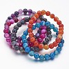 Natural Striped Agate/Banded Agate Beaded Stretch Bracelets BJEW-JB02564-8
