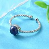 Natural Gemstone Cuff Finger Rings RJEW-I052-01P-2
