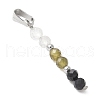 Faceted Round Natural Quartz Crystal & Labradorite & Black Spinel Beaded Pendants PALLOY-JF03529-08-2