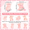 AHADERMAKER 24Pcs 8 Styles Resin Pig Figurines Ornaments DJEW-GA0001-55-2