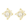 Rhombus Brass Micro Cubic Zirconia Stud Earrings EJEW-L270-20G-02-2