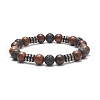 Gemstone & Wood Beaded Stretch Bracelet for Women BJEW-JB09153-2