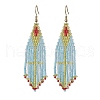 304 Stainless Steel with Glass Dangle Stud Earring EJEW-MZ00180-02-1