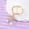 Brass Micro Pave Cubic Zirconia Open Cuff Rings for Women RJEW-U057-18G-02-3