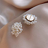 Flower Alloy Plastic Imitation Pearl Stud Earrings FS-WGFEC53-01-1