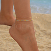 Brass & Colorful Plastic Beaded Double Layer Anklets for Women's Beach Party Gathering DX4232-4