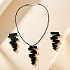Irregular Geometry Acrylic with Imitation Leather Cord Pendant Necklace & Stud Earring Sets FS-WGB043E-01-1