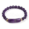 Natural Amethyst Beads Stretch Bracelets BJEW-T022-04G-2