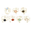 7Pcs 7 Styles Natural Lapis Lazuli & Rose Quartz & Green Aventurine & Carnelian(Dyed & Heated) & Tiger Eye & Dyed White Jade Horse Eye Finger Rings RJEW-JR00812-2