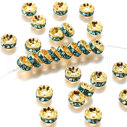 Brass Grade A Rhinestone Spacer Beads RSB038NF-13G-1