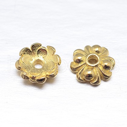 Real 18K Gold Plated 4-Petal 925 Sterling Silver Bead Caps STER-M100-06-1