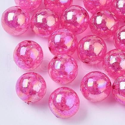 AB Color Transparent Crackle Round Acrylic Beads CACR-S006-06-1