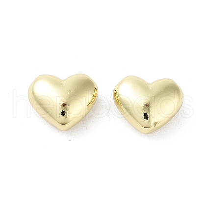 Rack Plating Heart Brass Beads KK-E102-24G-1