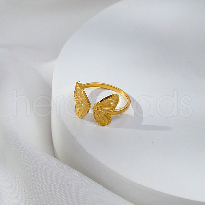 Stainless Steel Butterfly Adjustable Open Cuff Rings for Women OK2282-2-1