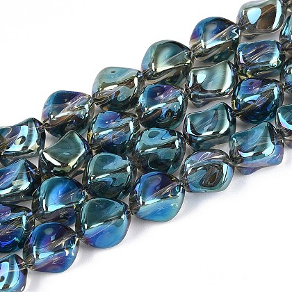 Electroplate Transparent Glass Beads Strands EGLA-N017-01E-1