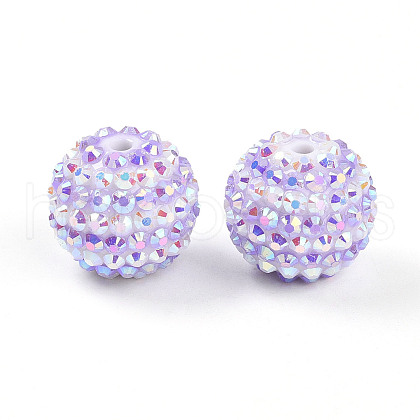 Stripe Pattern Resin AB Rhinestone Round Beads RESI-S313-18x20-16-1