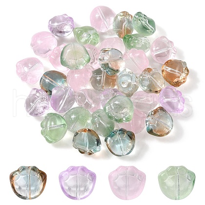35Pcs Transparent Spray Painted Glass Beads GLAA-YW0001-72-1