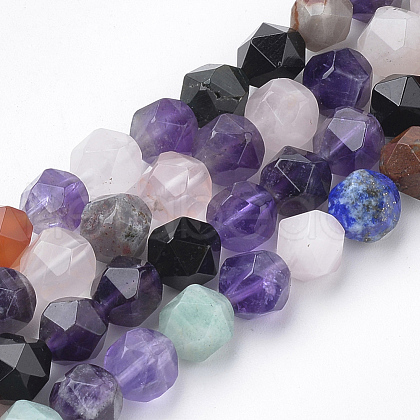 Natural & Synthetic Mixed Stone Beads Strands G-S149-42-6mm-1