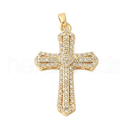 Brass Micro Pave Cubic Zirconia Pendants KK-D357-08B-G-1