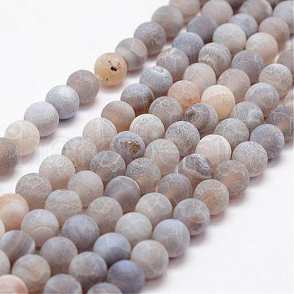 Frosted Natural Weathered Agate Beads Strands G-F374-8mm-02-1