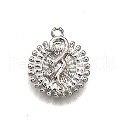 Brass Micro Pave Clear Cubic Zirconia Pendants KK-G530-01A-P-1