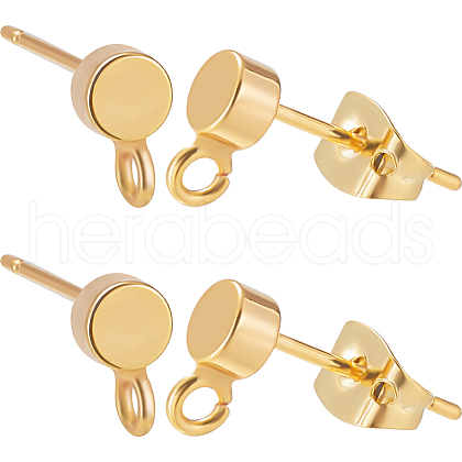 Beebeecraft 20Pcs Flat Round Brass Stud Earring Findings KK-BBC0013-96A-1