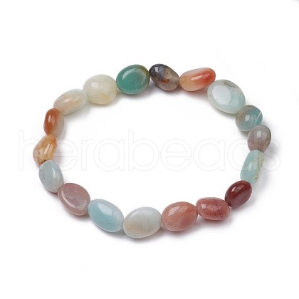 Natural Flower Amazonite Stretch Beaded Bracelets BJEW-K213-C17-1