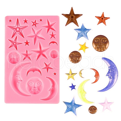 DIY Sun Face & Moon & Star Shape Food Grade Silicone Molds DIY-D077-02-1