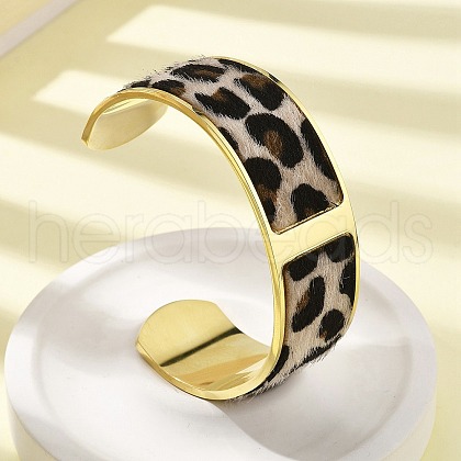 304 Stainless Steel Open Cuff Bangles for Women BJEW-K237-14G-1