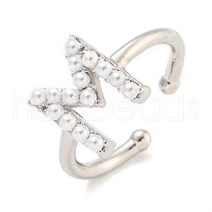 Rack Plating Brass Open Cuff Rings for Women RJEW-F162-01P-M-1