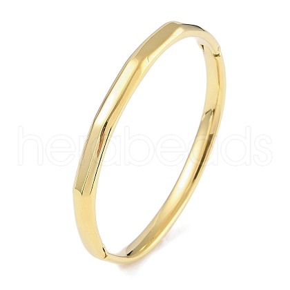 304 Stainless Steel Faceted Ring Hinged Bangles for Women BJEW-C071-16G-1