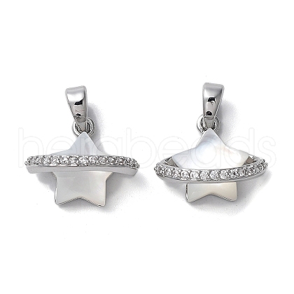 Brass Micro Pave Clear Cubic Zirconia Pendants KK-B102-29P-1