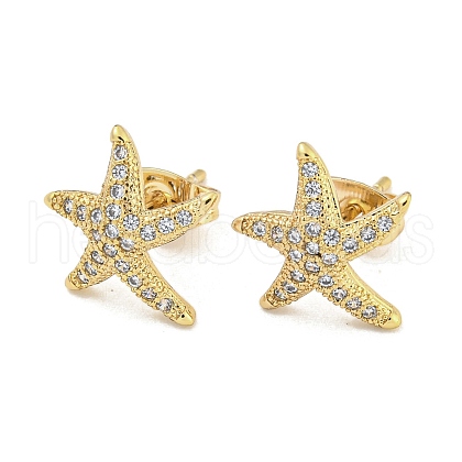 Brass Micro Pave Cubic Zirconia Ear Studs EJEW-P261-26E-G-1
