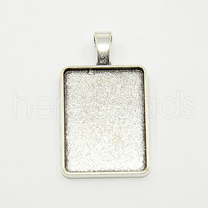 Tibetan Style Alloy Rectangle Pendant Cabochon Settings X-TIBEP-M021-A-05AS-RS-1