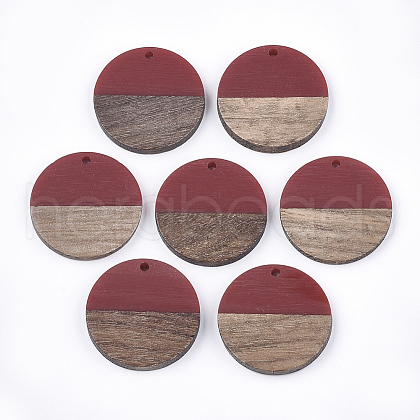 Resin & Walnut Wood Pendants X-RESI-S358-02B-12-1