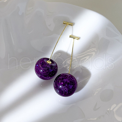 Zinc Alloy Resin Cherry Stud Earrings ZW7024-3-1
