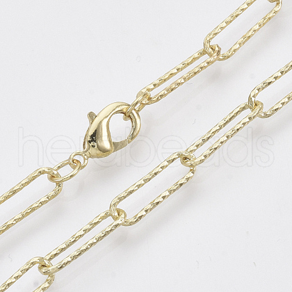 Brass Textured Paperclip Chain Necklace Making MAK-S072-02B-LG-1