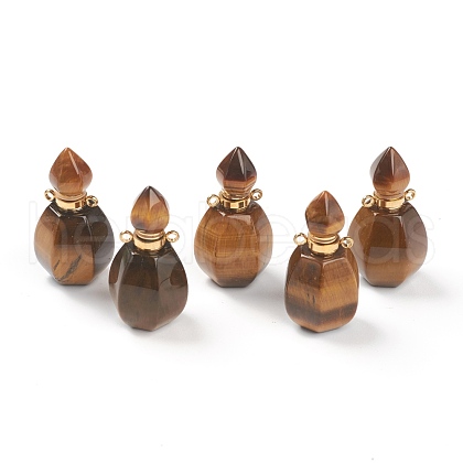 Faceted Natural Tiger Eye Pendants G-H252-B01-1