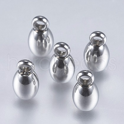 Tarnish Resistant 201 Stainless Steel Cord Ends STAS-F145-02P-8x4mm-1