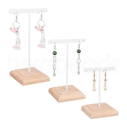 3Pcs 3 Sizes Iron T Bar Earring Display Stands EDIS-WH0012-36B-1