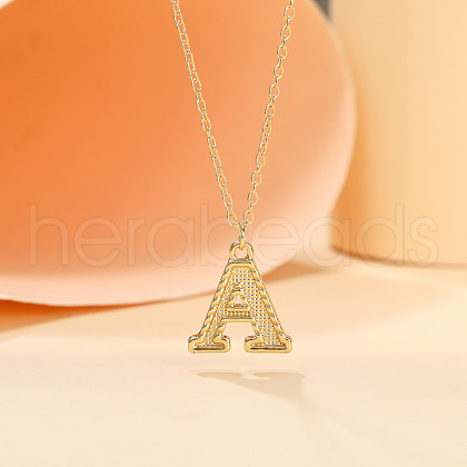Alloy Textured Initial Pendant Necklaces FS-WG9837C-01-1