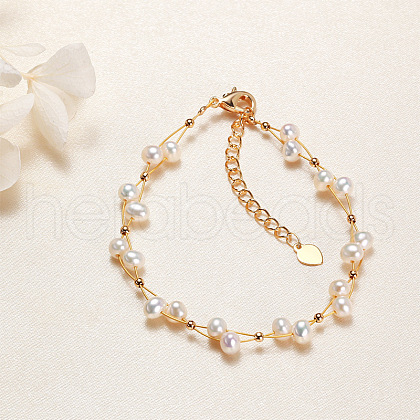 Mother's Day Jewellery Natural Freshwater Pearl Beaded Bracelets for Women WG3957A-01-1