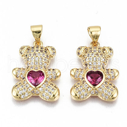 Brass Micro Pave Clear Cubic Zirconia Pendants ZIRC-S067-213-NF-1