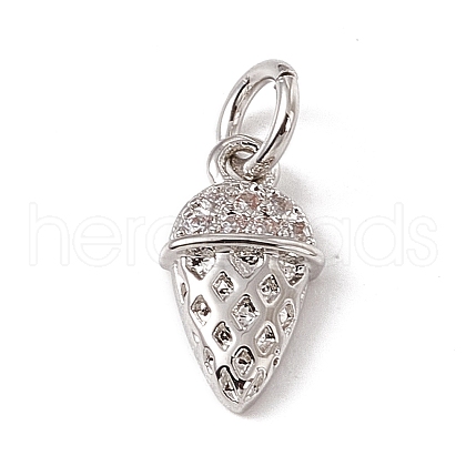 Brass Micro Pave Clear Cubic Zirconia Ice Cream Charms ZIRC-F132-69P-1